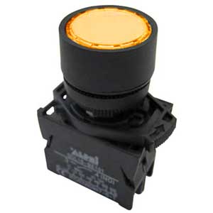 Pulsante Piatto Luminoso Giallo Da Pannello 24V NA